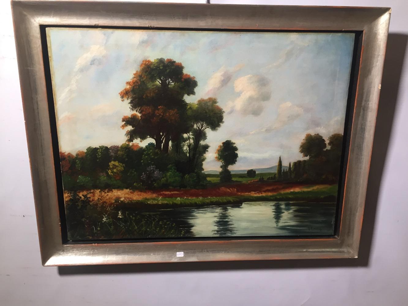 Riverlandscape in the summertime ( oil on canvas)