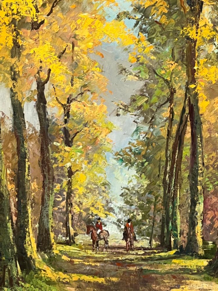 Horsemen  in the forest ( oil on canvas)