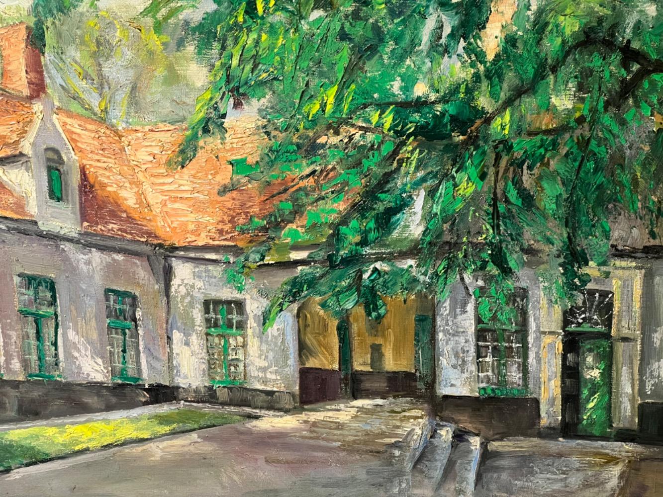 Houses in Bruges in the summertime ( oil on canvas )