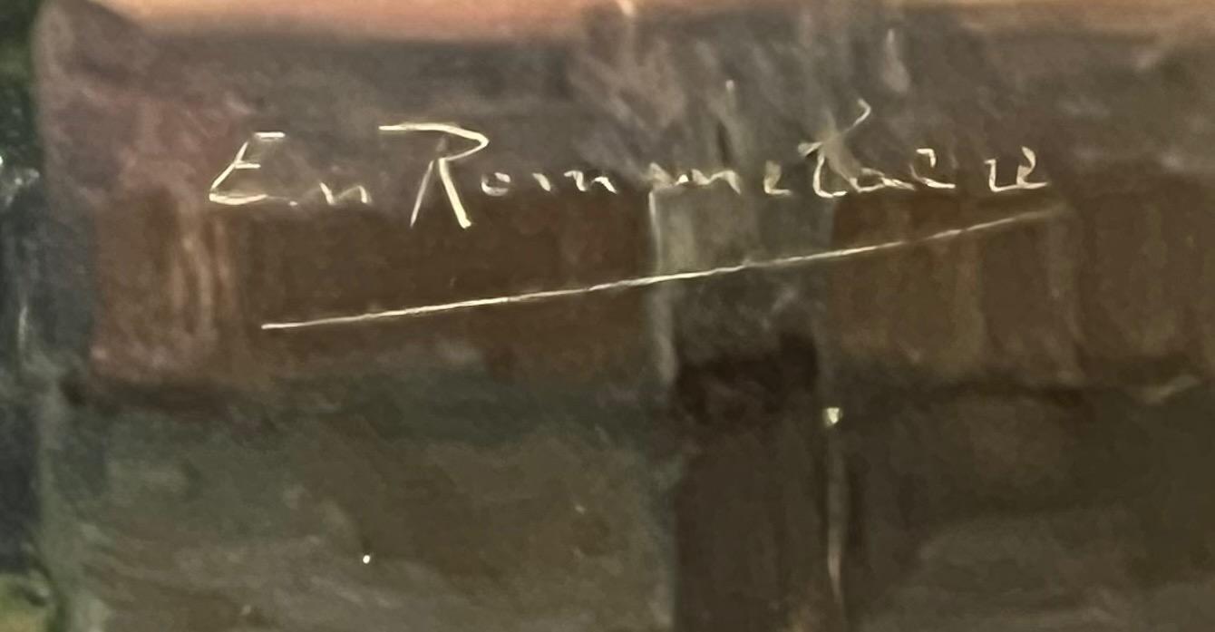 Houses near the canal ( oil on panel )