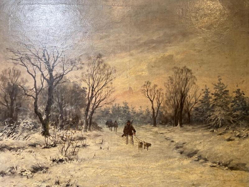 Hunters in the snow ( oil on canvas )
