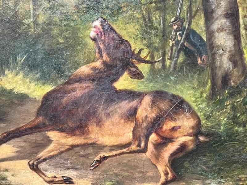 Hunting scene ( oil on canvas )