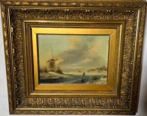 Ice skating fun ( oil on panel )