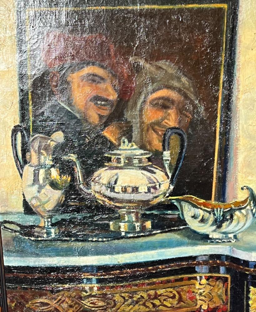 Interior of the Art and antique collector ( oil on canvas )