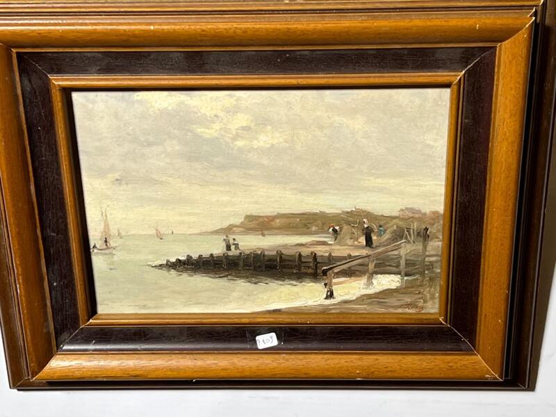 Daily life in the harbour ( oil on panel )