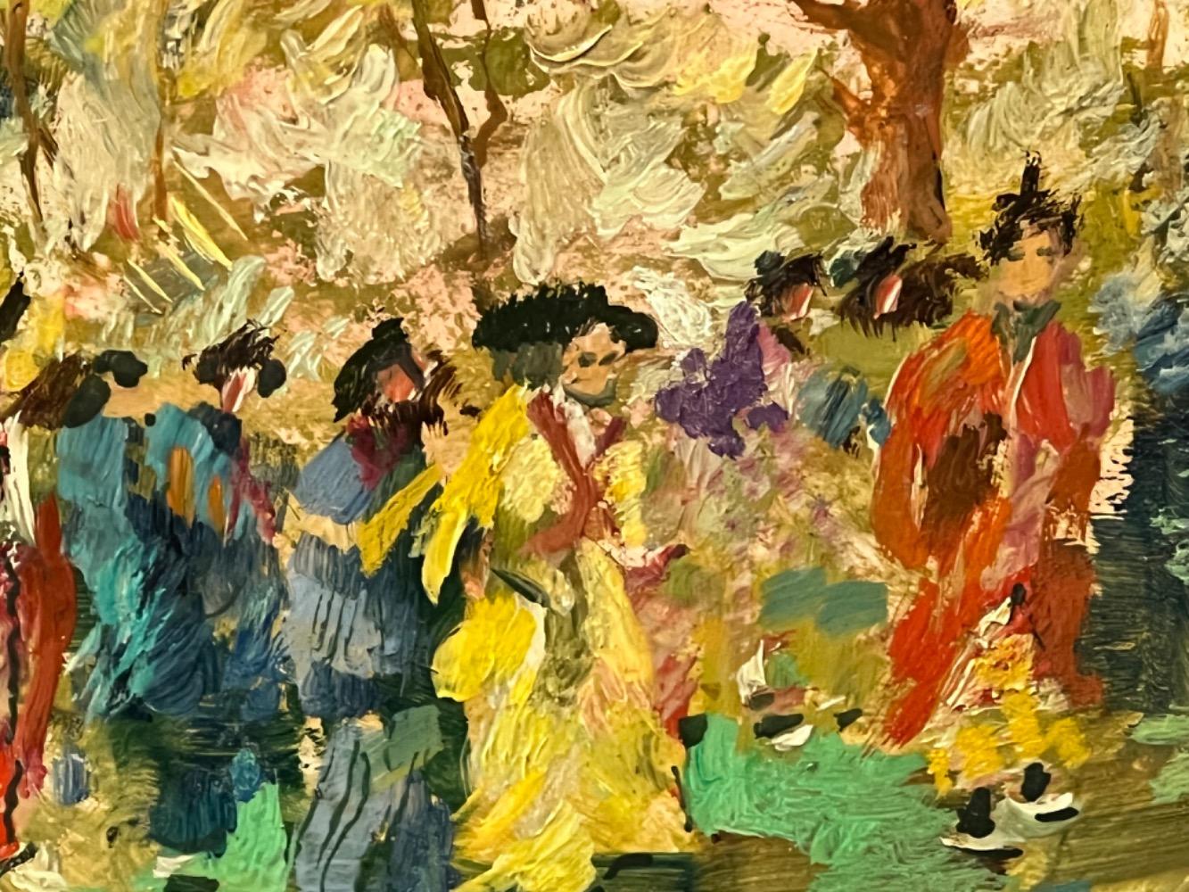 Japanese ladies in the garden ( oil on panel )