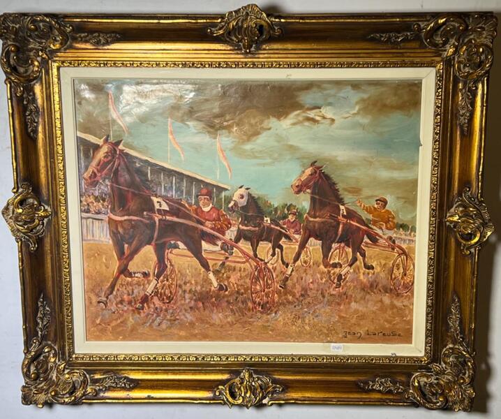 The horse race ( and portrait of a girl )(oil on board )