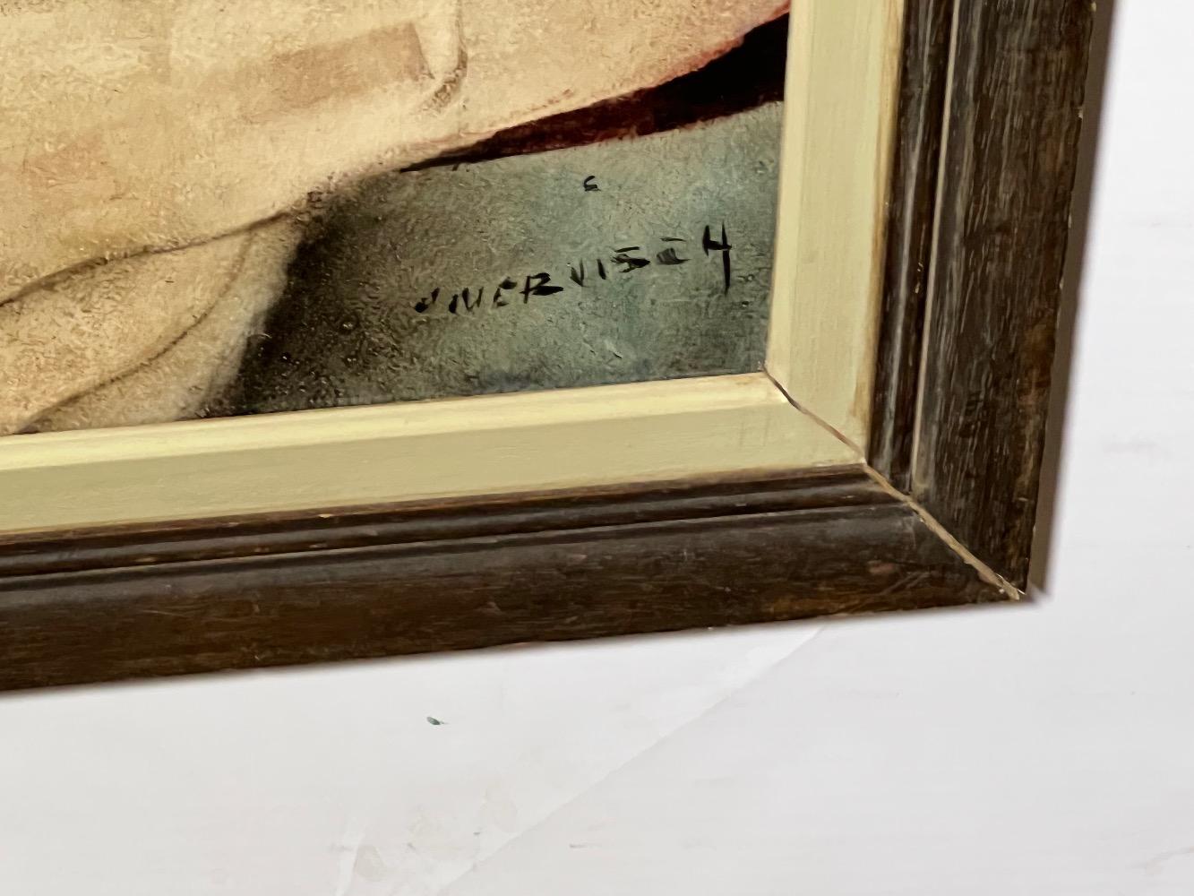 Stillife with red apples ( oil on panel )