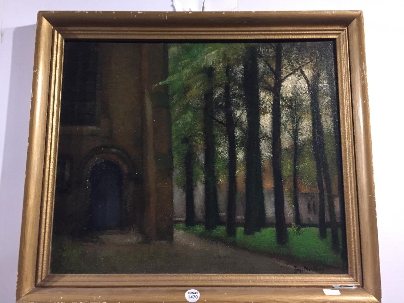 Church at the lake of love in Bruges 