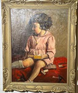 Girl in the kindergarten ( oil on canvas )