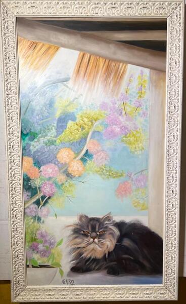 Kitty , the grumpy cat ( oil on canvas)