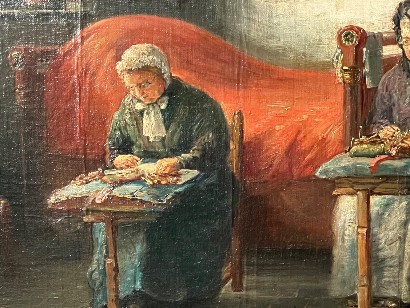 Lacemakers in Bruges ( oil on canvas )