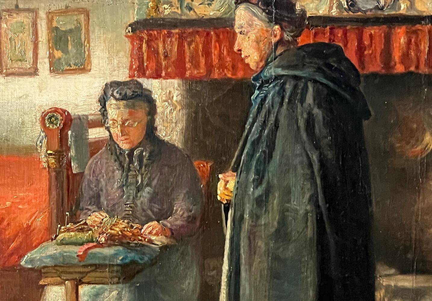 Lacemakers in Bruges ( oil on canvas )