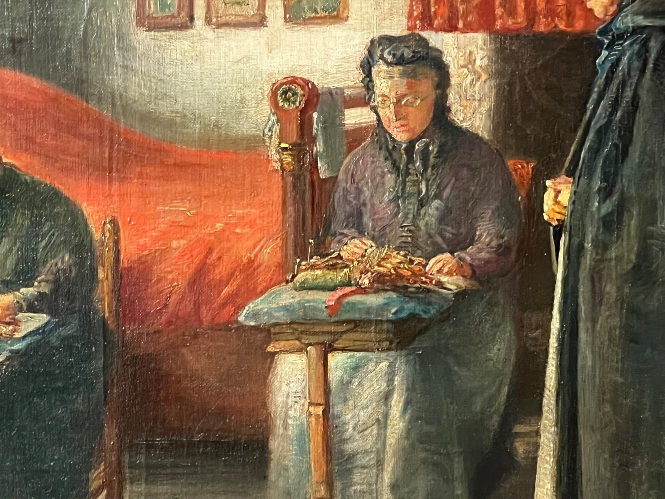 Lacemakers in Bruges ( oil on canvas )