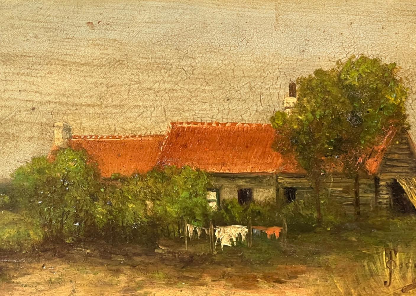 Laundry day at the farm ( oil on panel )