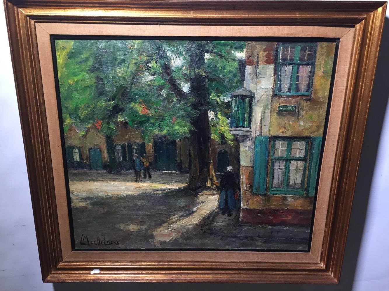 The daily Life in Bruges ( oil on canvas)