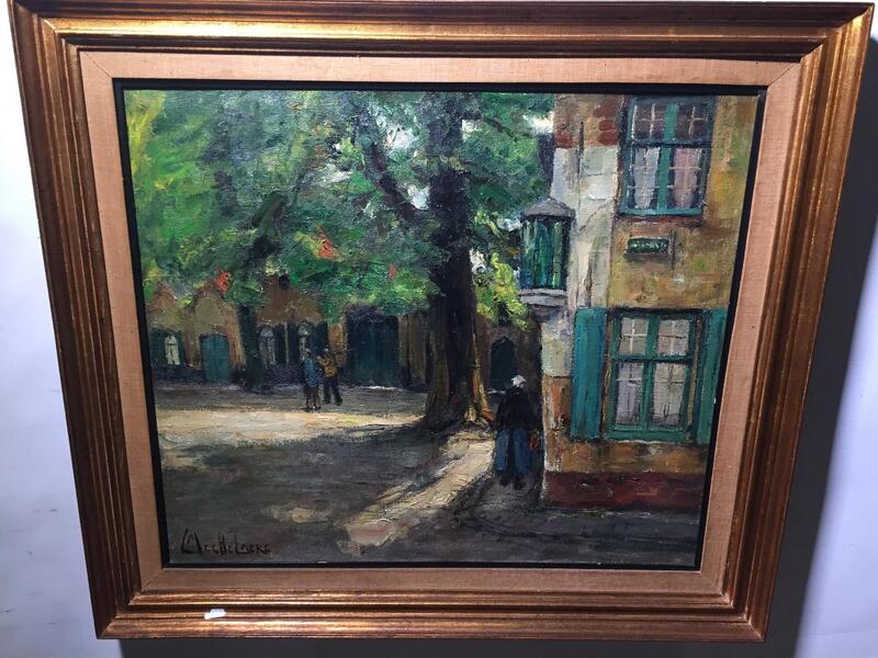 The daily Life in Bruges ( oil on canvas)