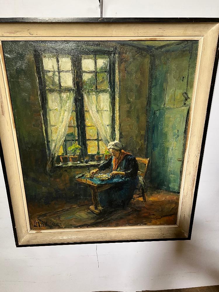 The lacemaker in Bruges ( oil on canvas)