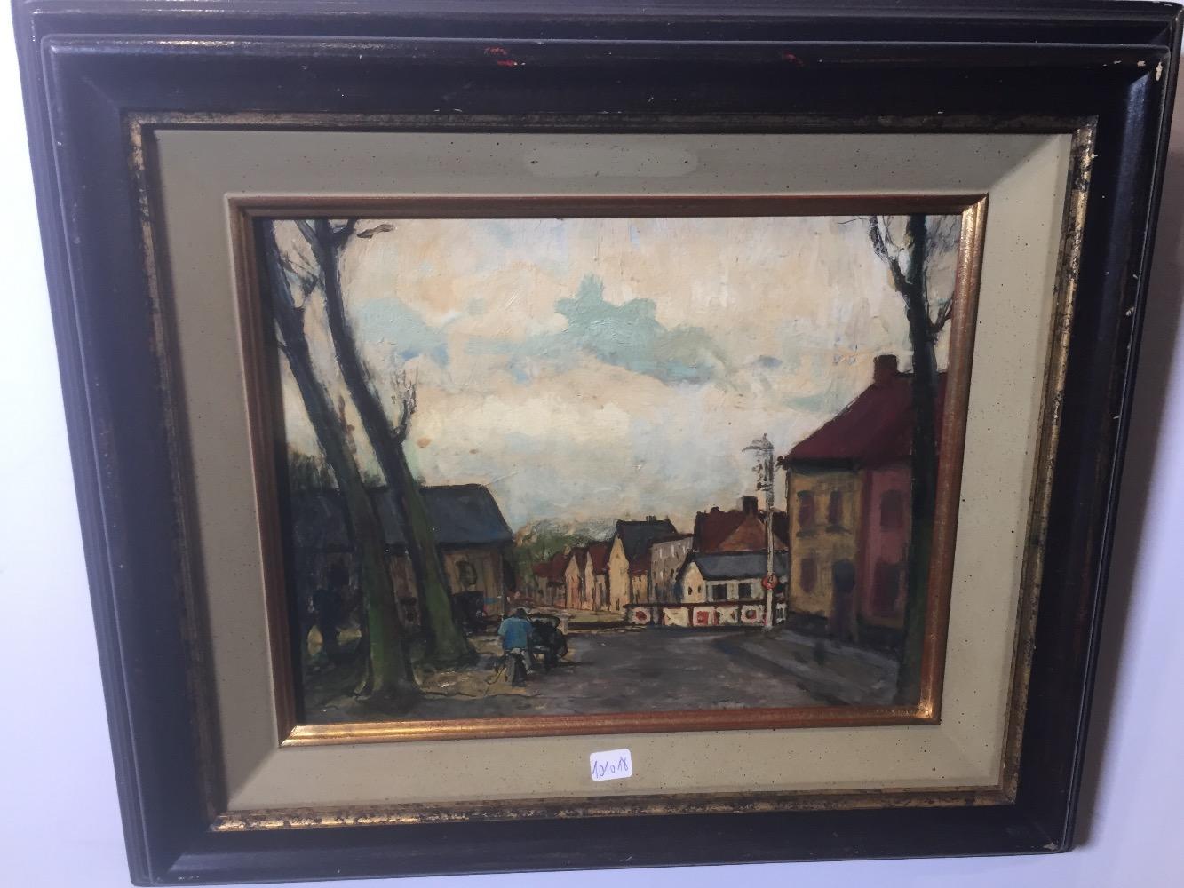 The artist at the railway station ( oil on board)