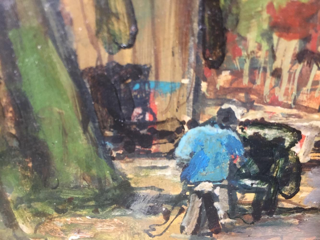 The artist at the railway station ( oil on board)