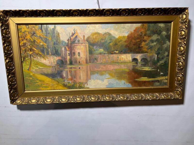 The daily life in Bruges ( oil on canvas )