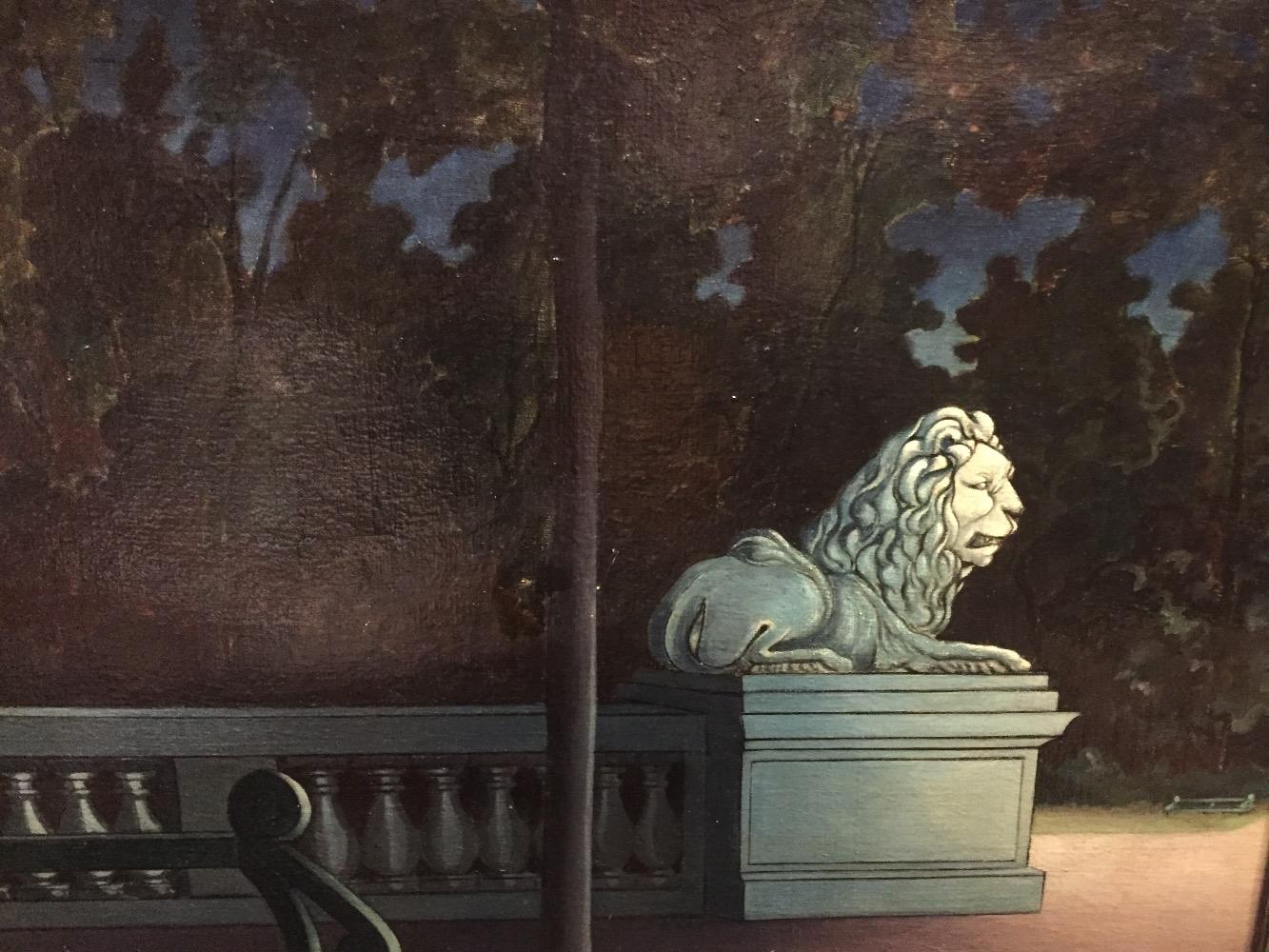 Lion in the park (oil on canvas)