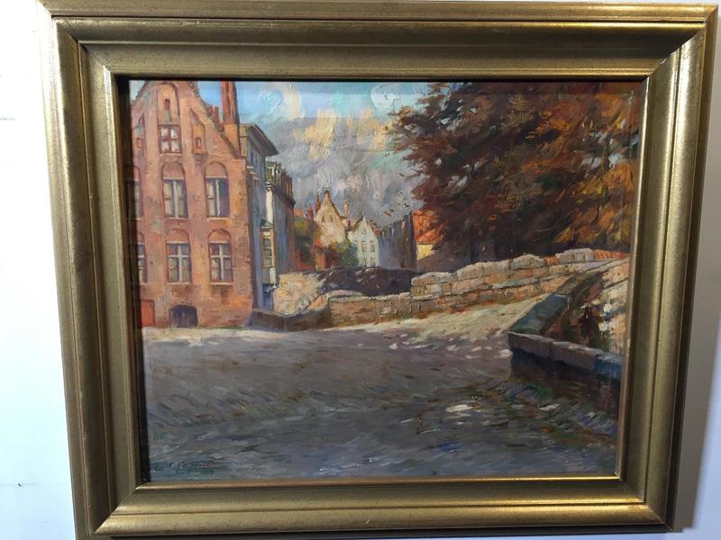 Canal in Bruges ( oil on panel )