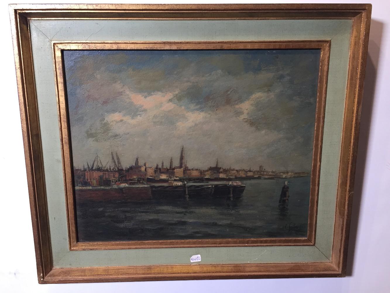 The port of Antwerp ( oil on panel )