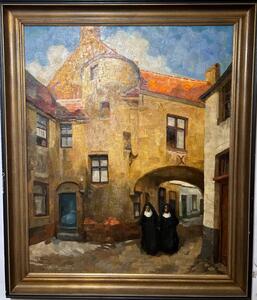 Nuns on the run in Bruges ( oil on canvas )