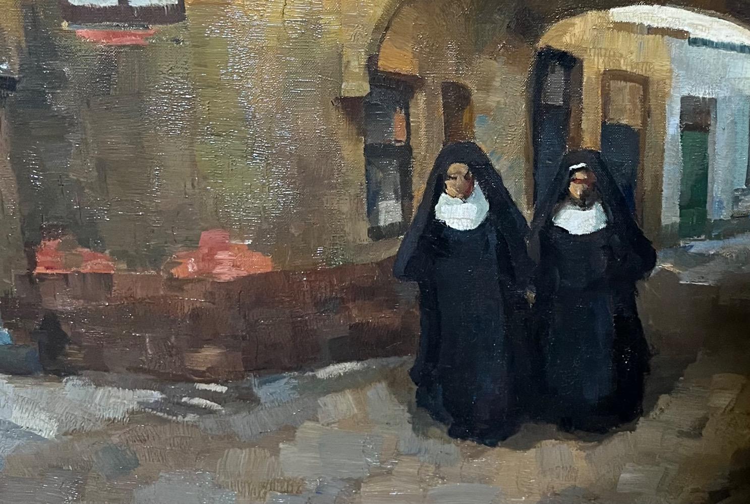 Nuns on the run in Bruges ( oil on canvas )