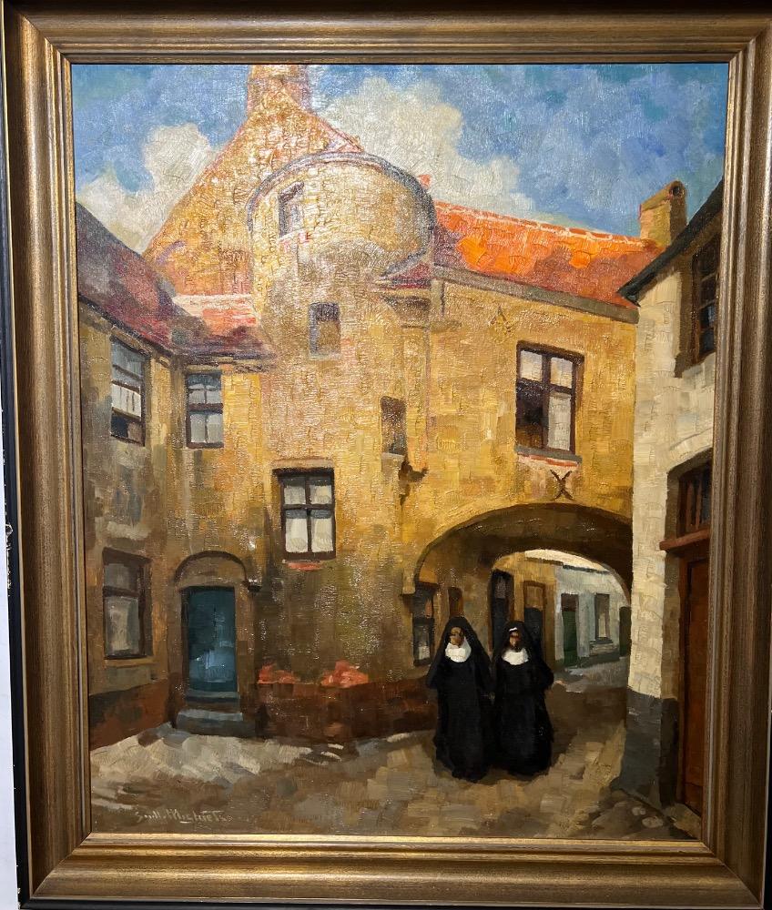 Nuns on the run in Bruges ( oil on canvas )