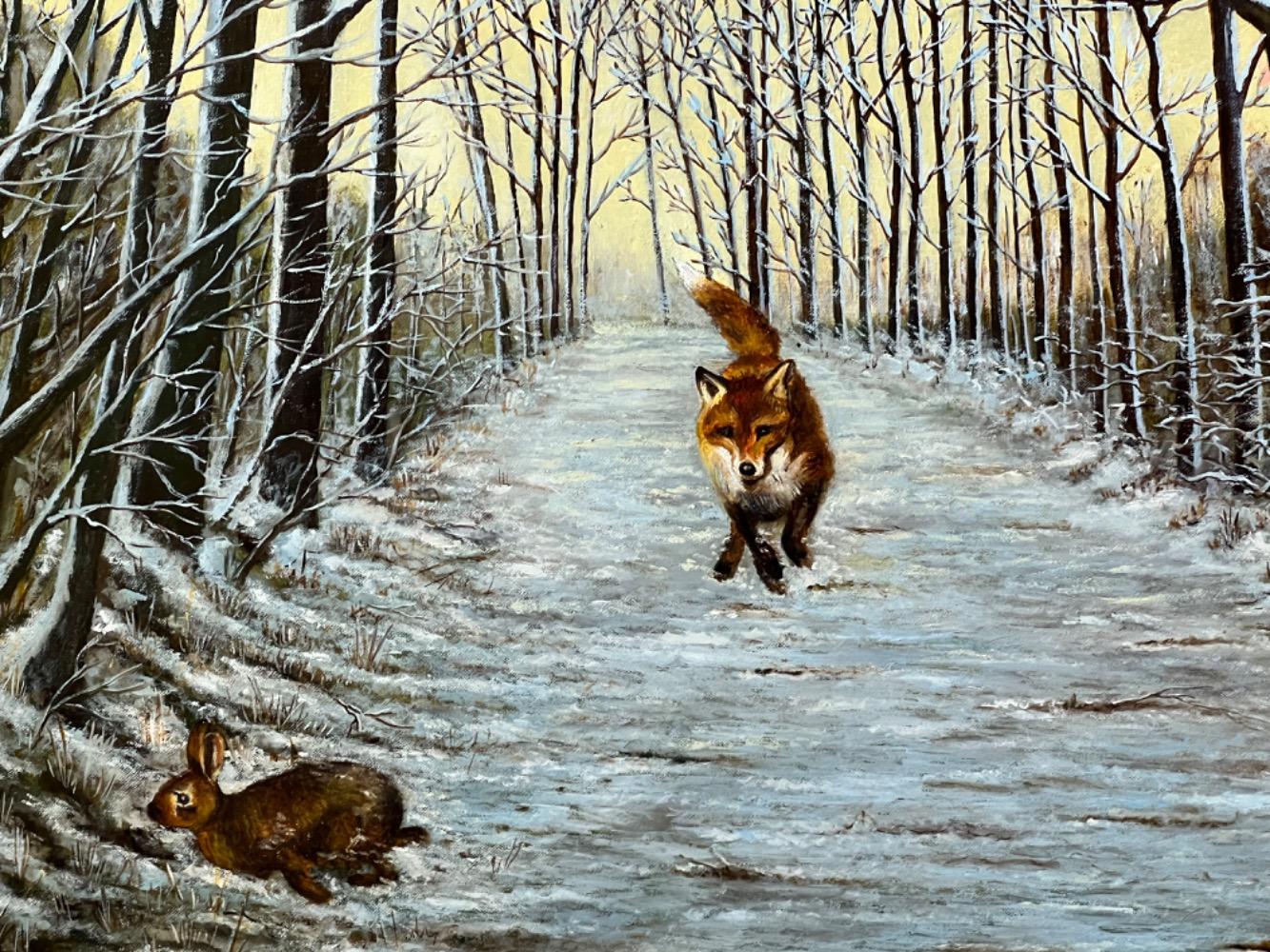 On the run for the fox ( oil on canvas )