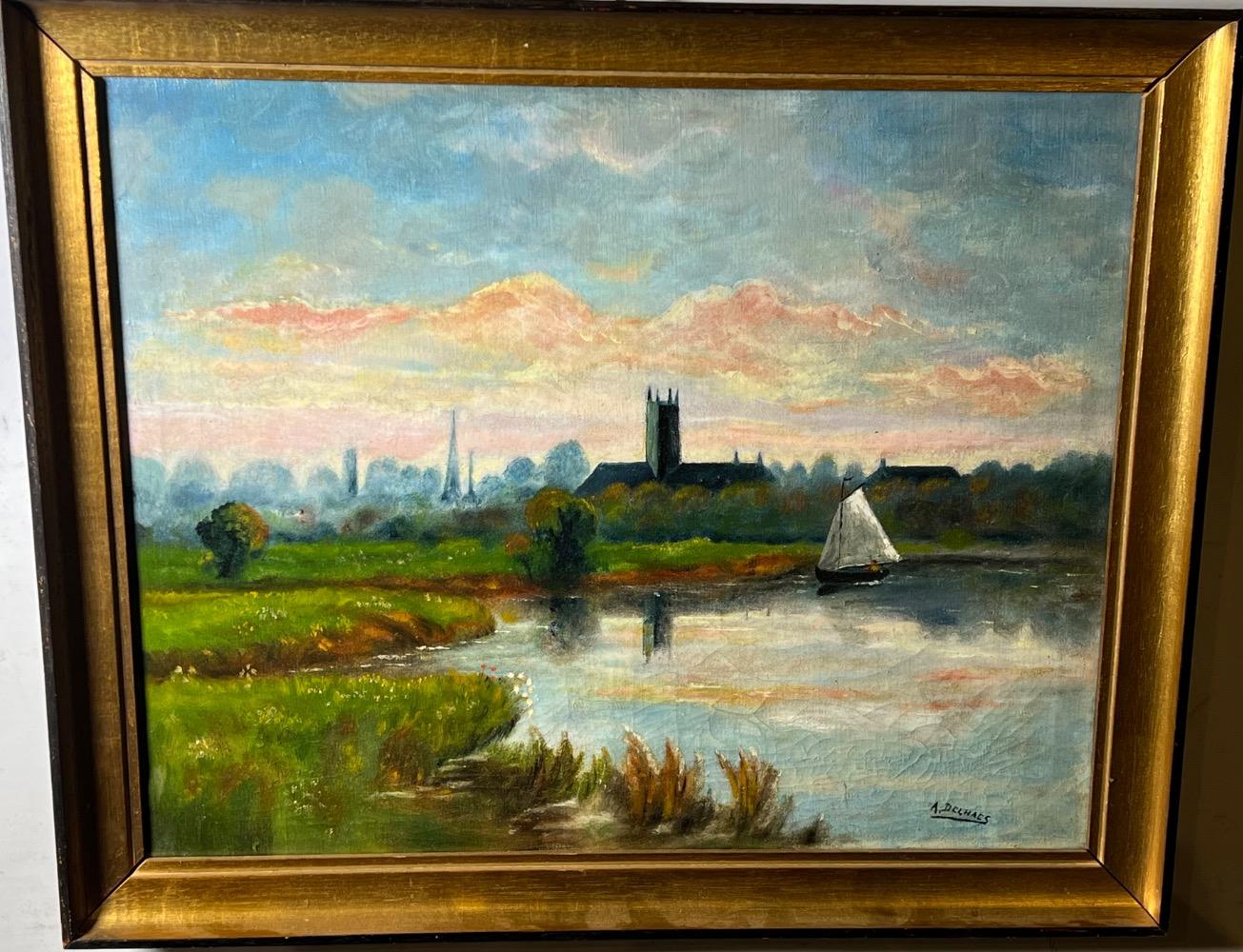 Panoramic view in England ( oil on canvas )
