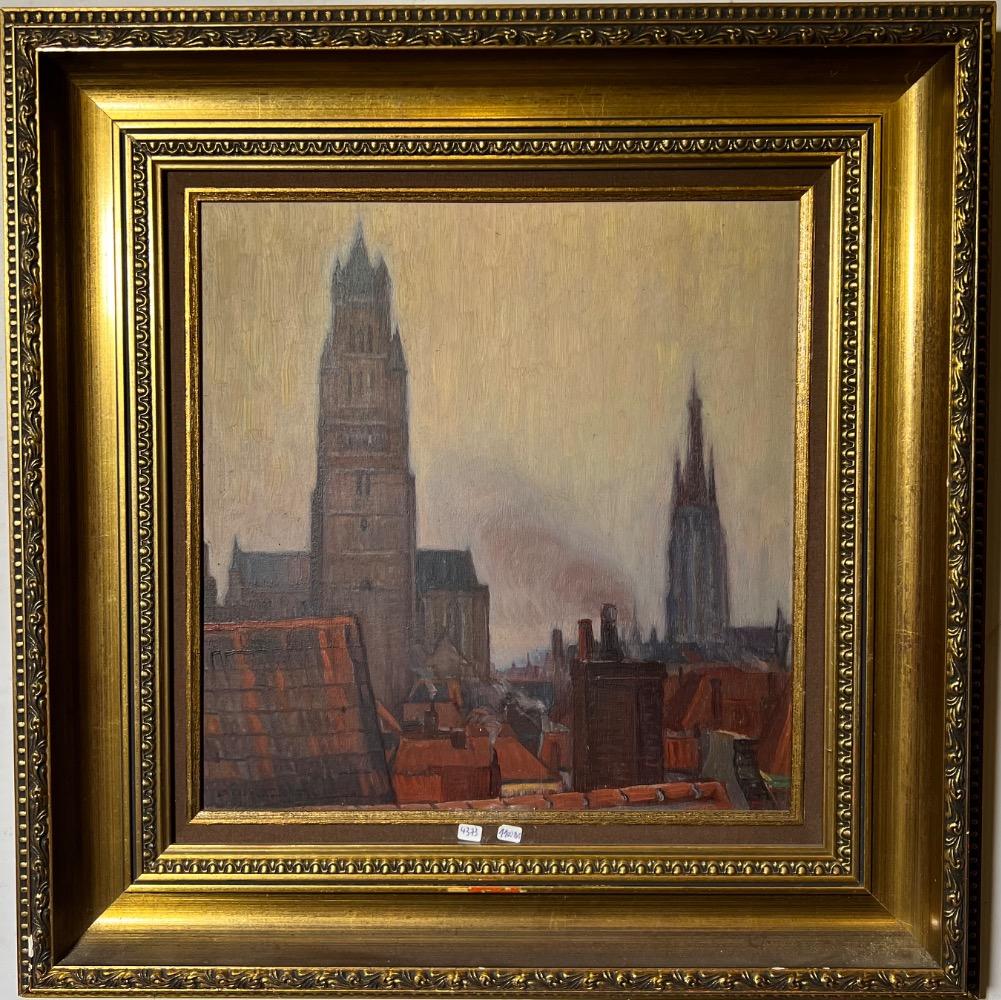 Panoramic view of Bruges ( oil on panel )
