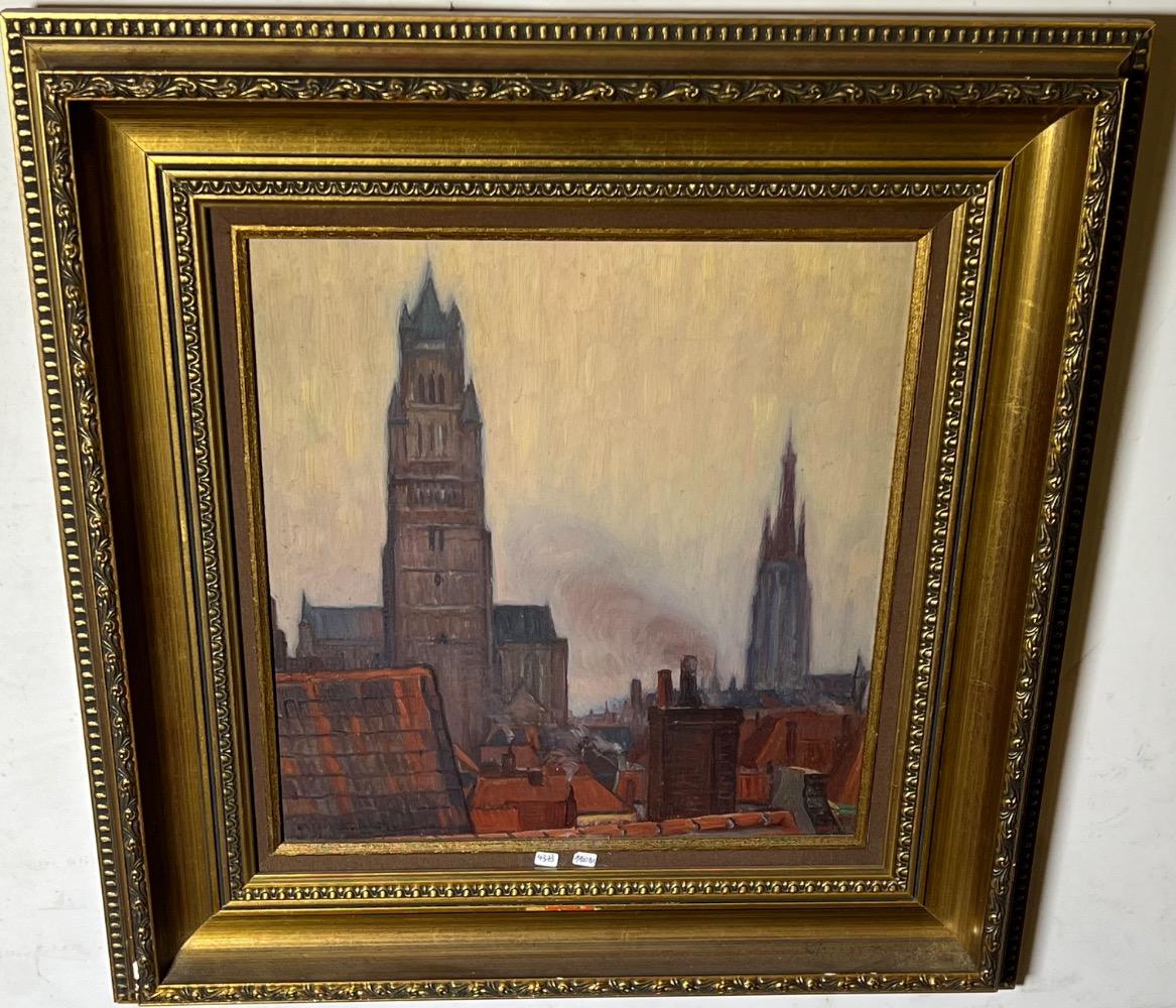Panoramic view of Bruges ( oil on panel )