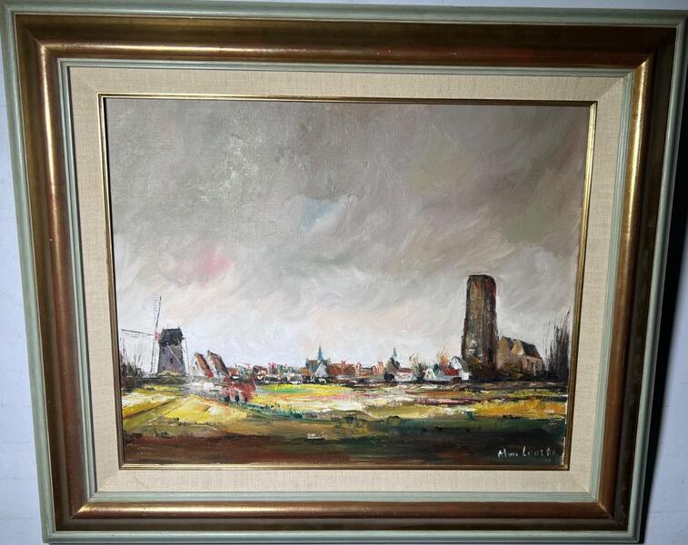Panoramic view of Damme ( oil on canvas )