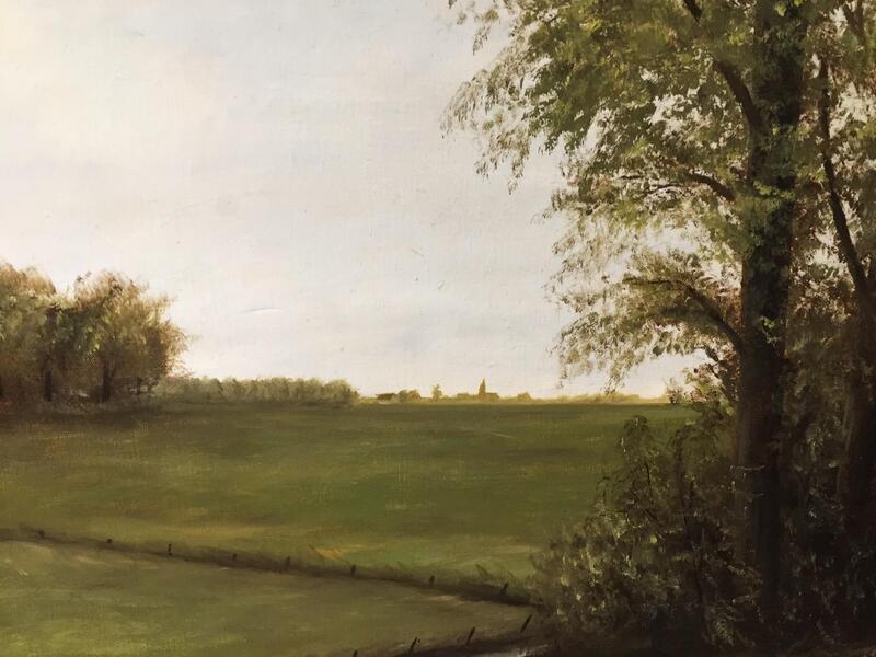 Panoramic view of Damme in Flanders (oil on canvas)