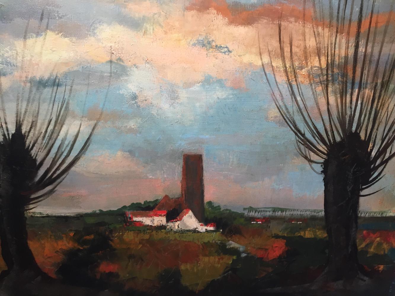 Panoramic view of Damme ( oil on canvas)