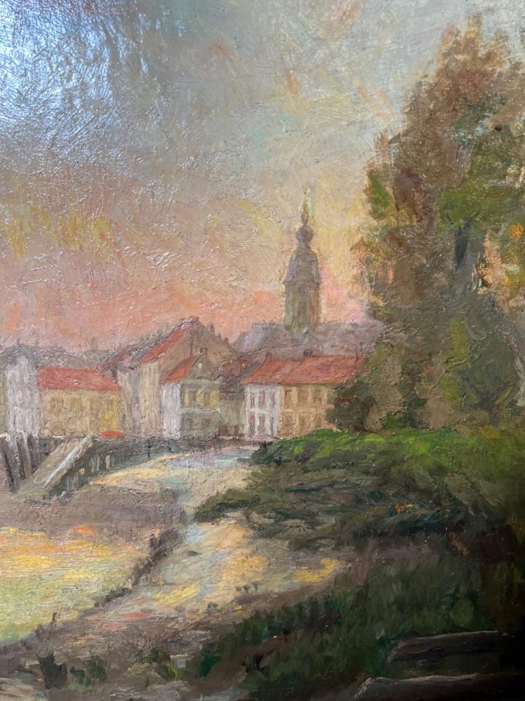 Panoramic view of the city ( oil on canvas )