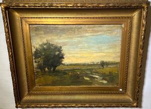 Panoramic view of the village ( oil on canvas )