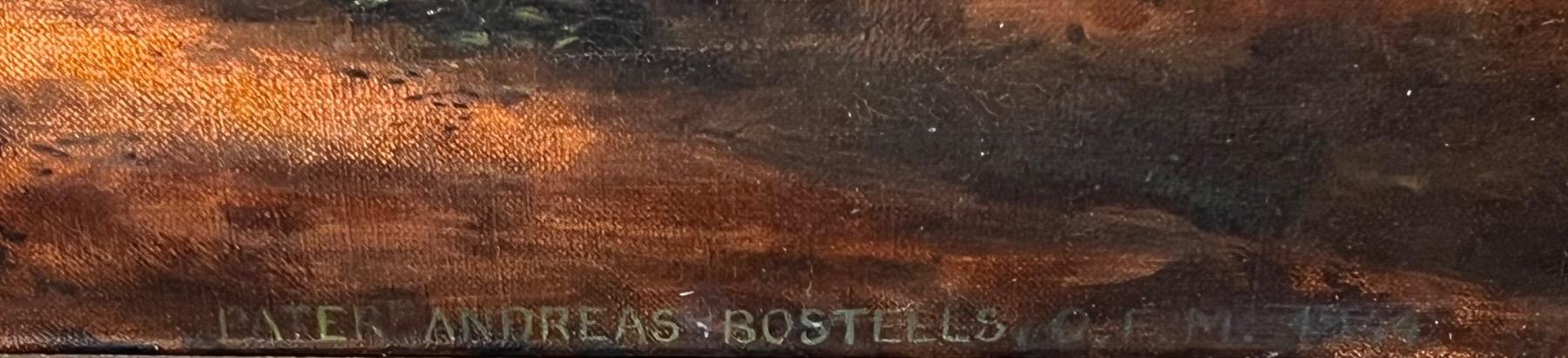Panoramic view wit a duck family ( oil on canvas)