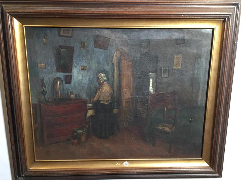 Preparing dinner ( oil on canvas )