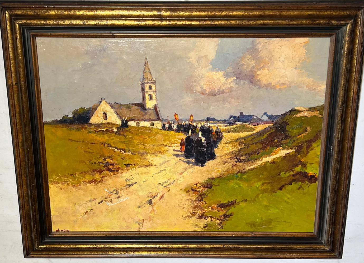 Procession in Brittany( Saint Yvi in France ) ( oil on canvas on panel )