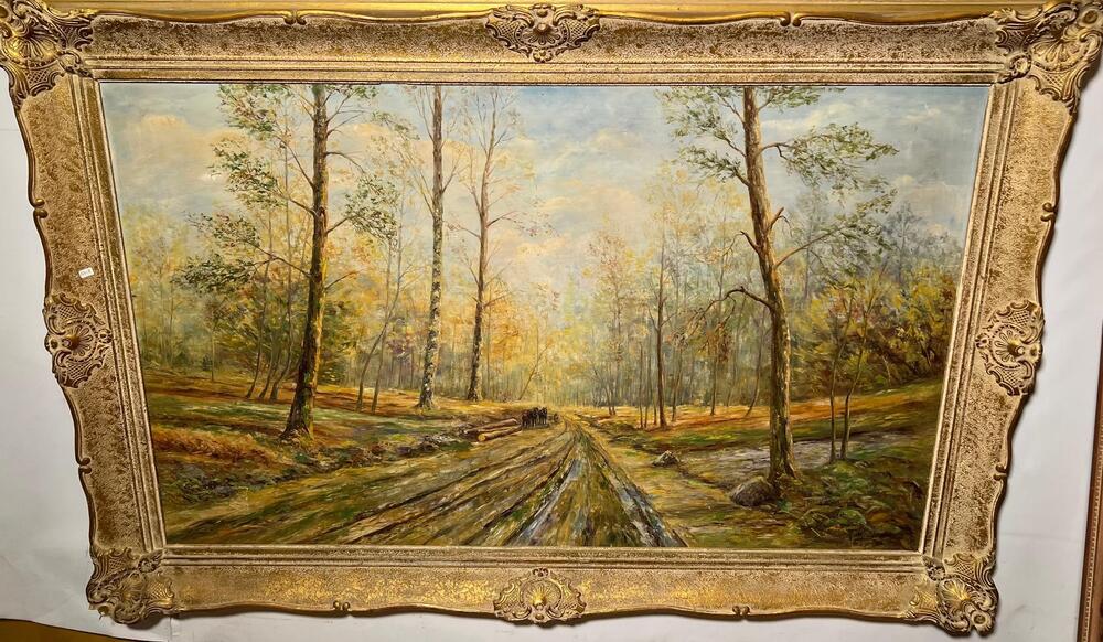 The lumberjacks in action ( oil on canvas)