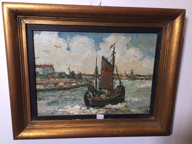 Leaving the harbour ( oil on panel )