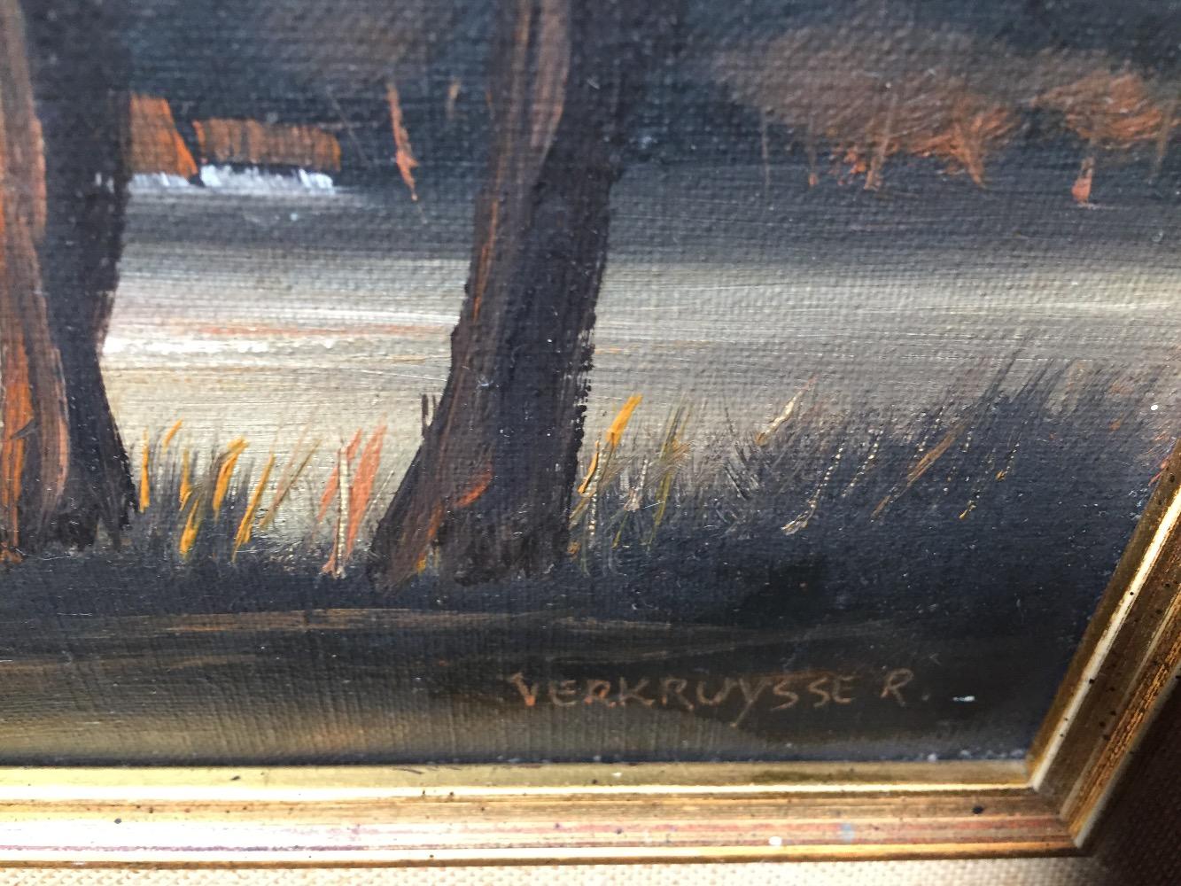 Cottages at the riverside oil on canvas)