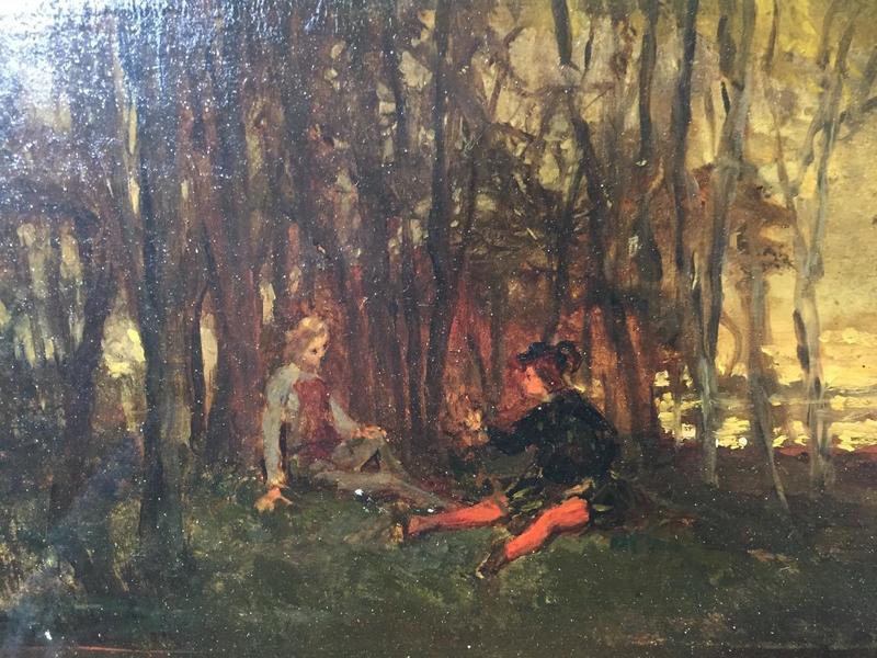 Romance in the forest ( oil on panel )