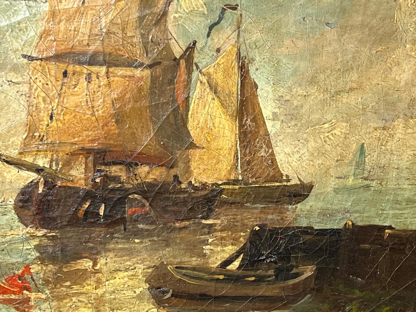Sailing to the harbour ( oil on canvas )