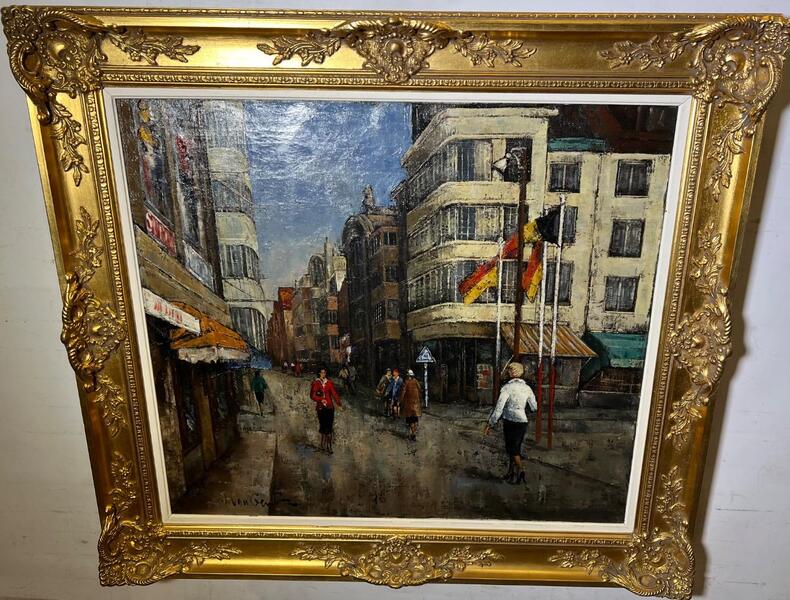 Shopping ( in Ostend ) ( oil on canvas )