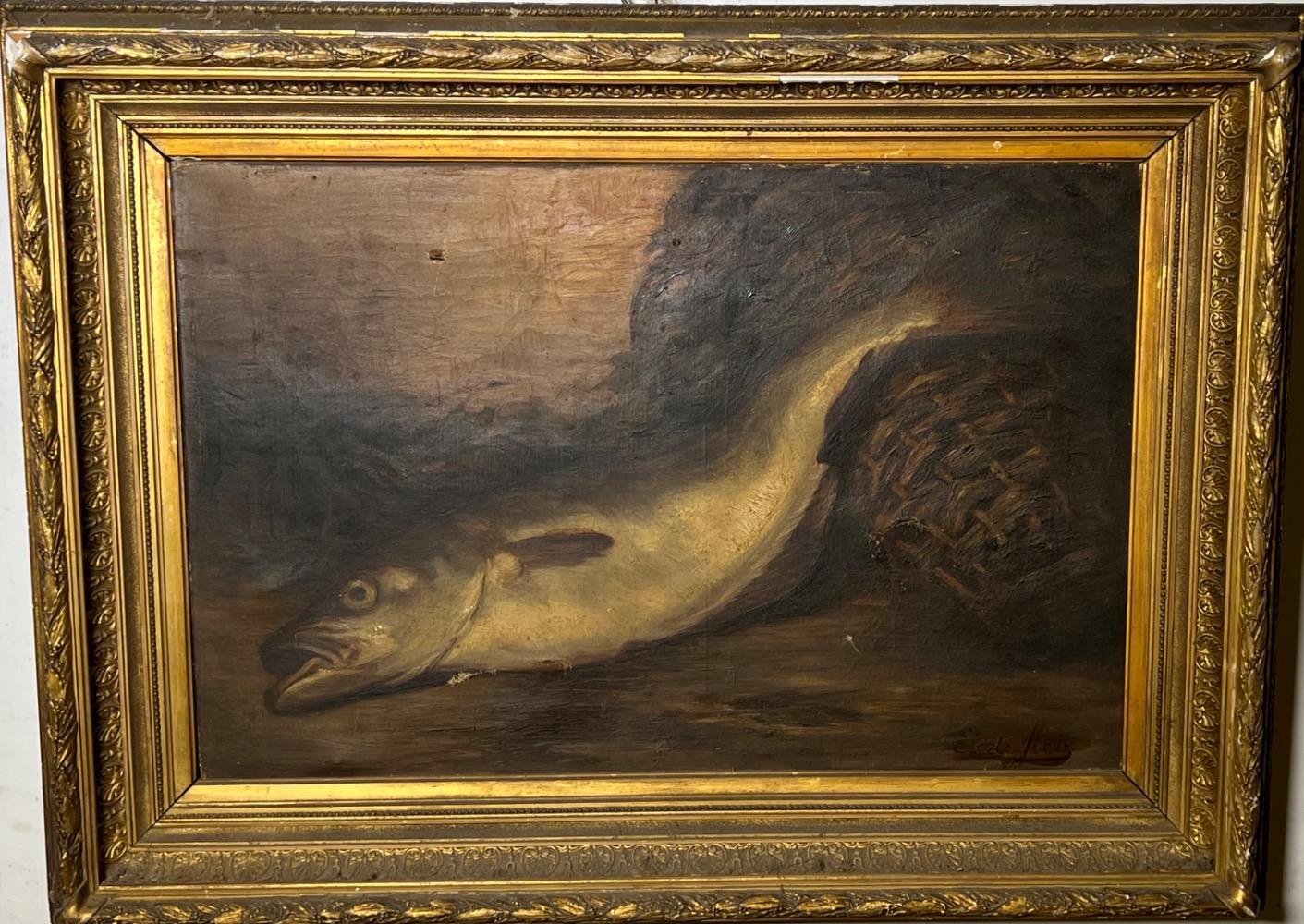 Stillife with a fish ( oil on canvas )